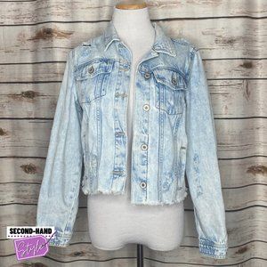 Kancan Distressed Light-wash Denim Jacket